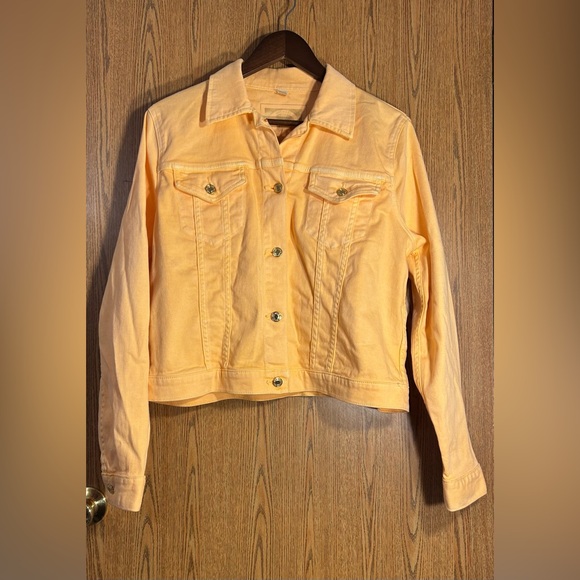 Michael Kors Faded Orange Denim Jacket w/ Gold Hardware - Picture 2 of 6